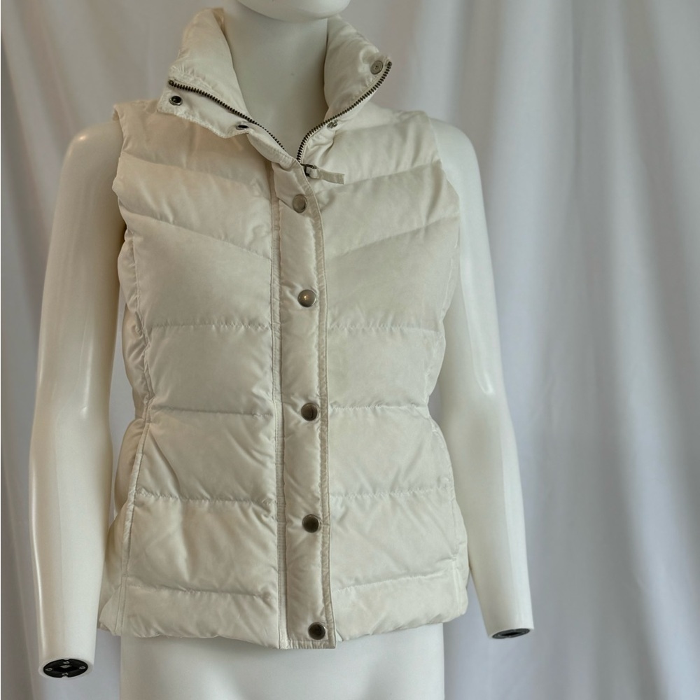 J Crew Off White Down Puffer Vest XS